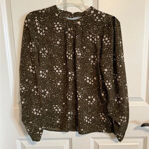 THML Olive Floral Print Blouse